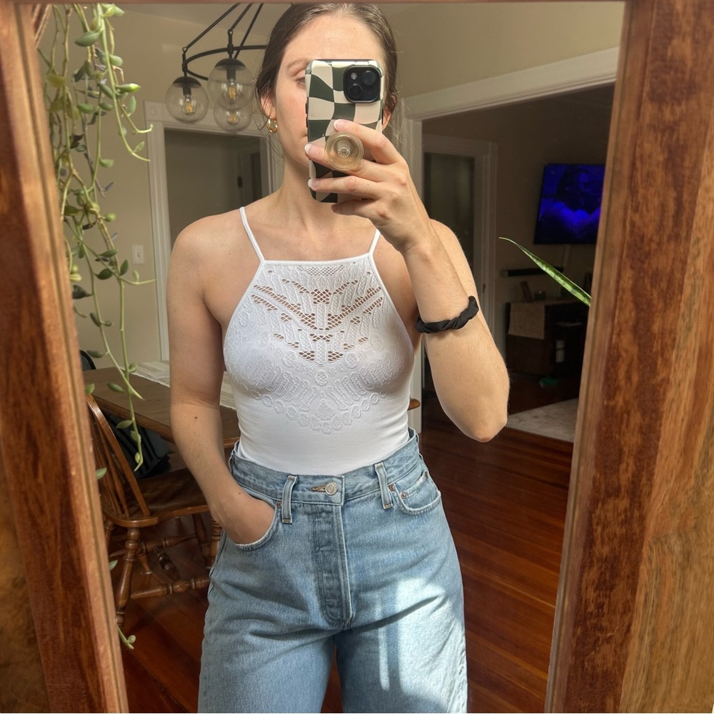 Free People Seamless Solstice White Tank Bodysuit